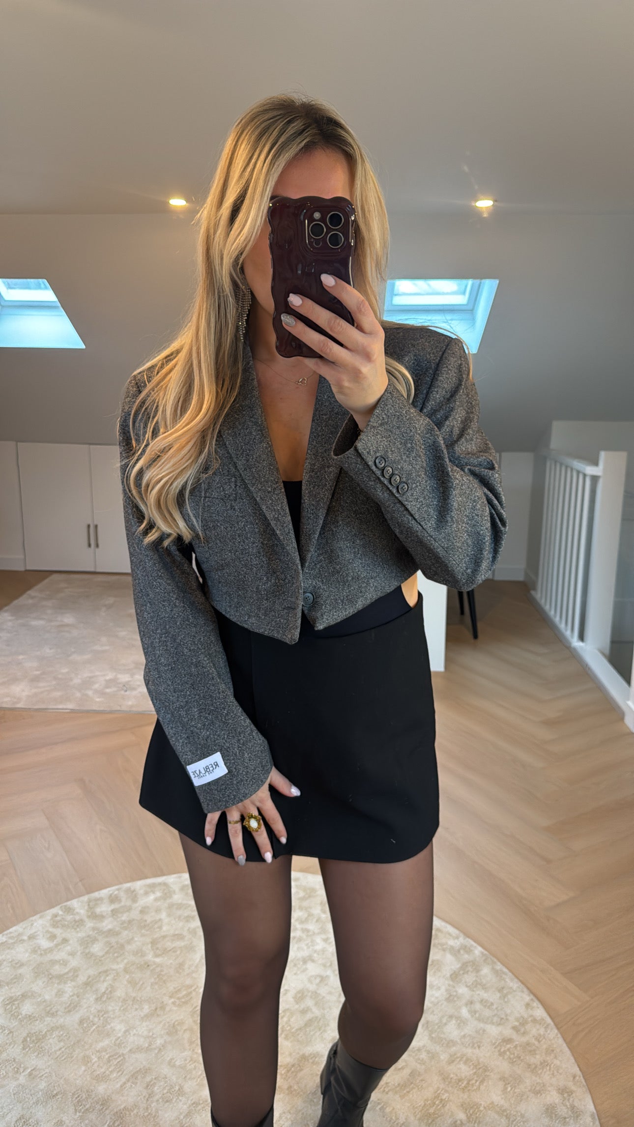 Cropped blazer - Tweed Grey