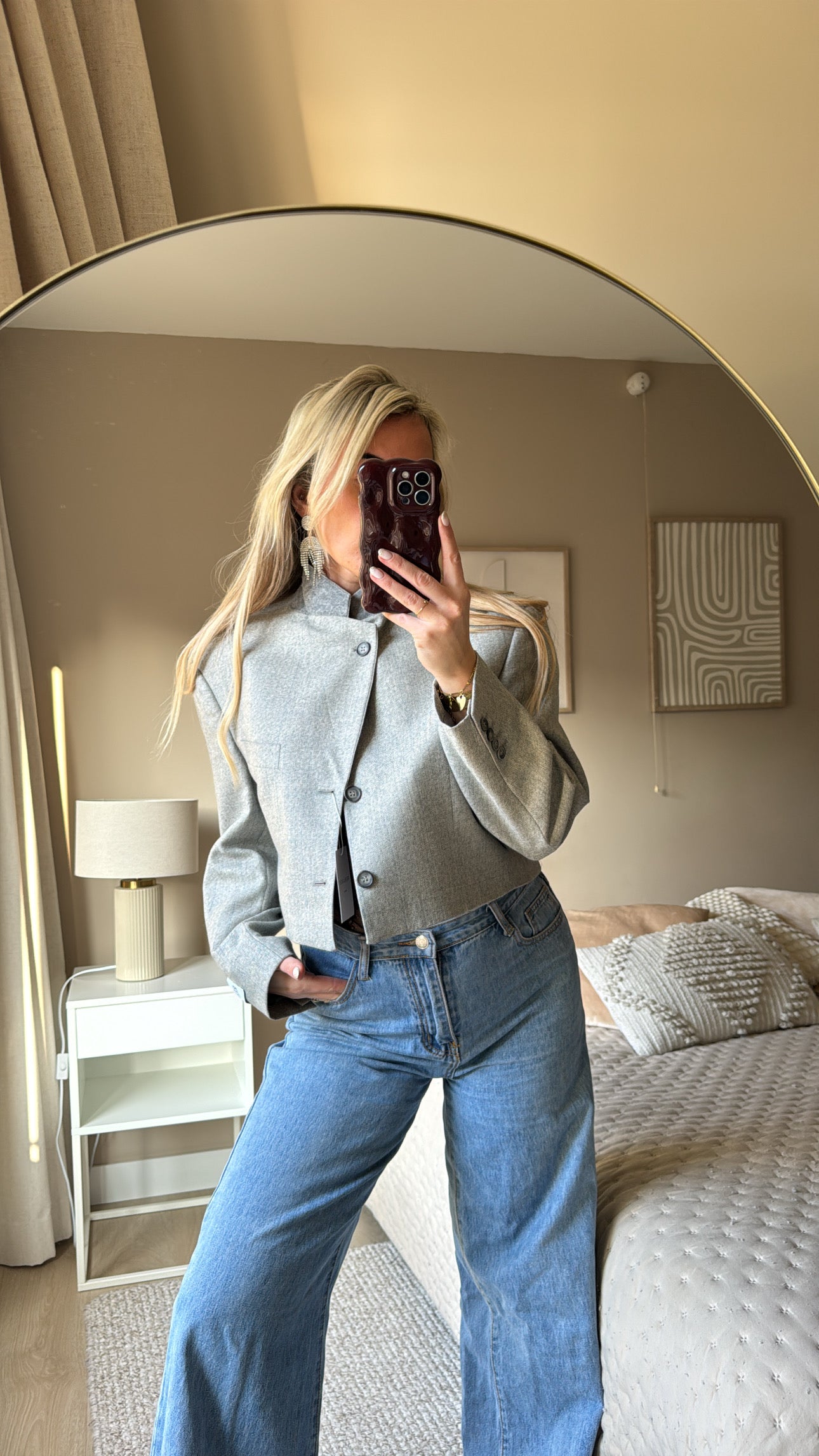 Basic cropped blazer - grey