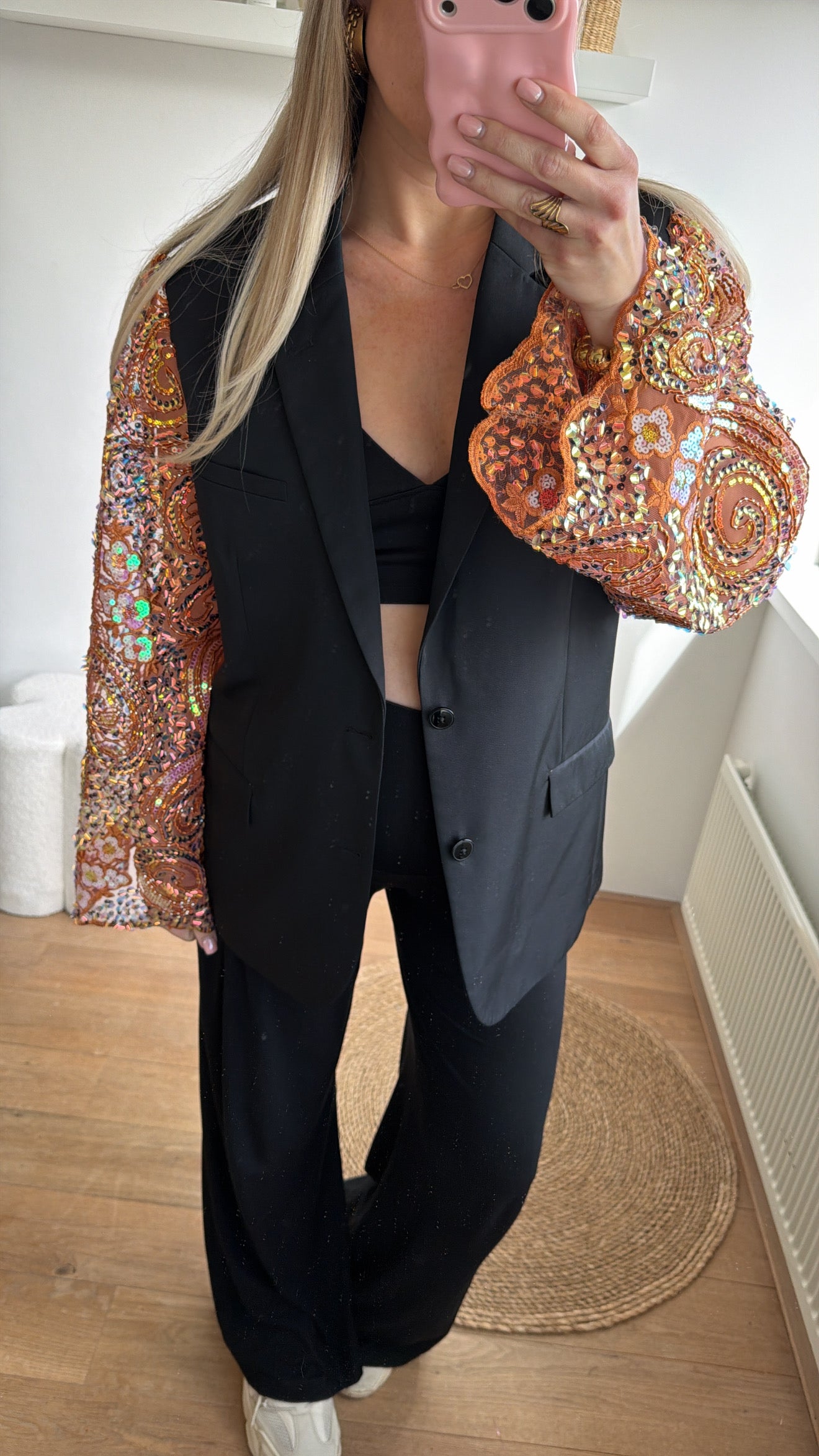 Orange sparkle blazer - maat m