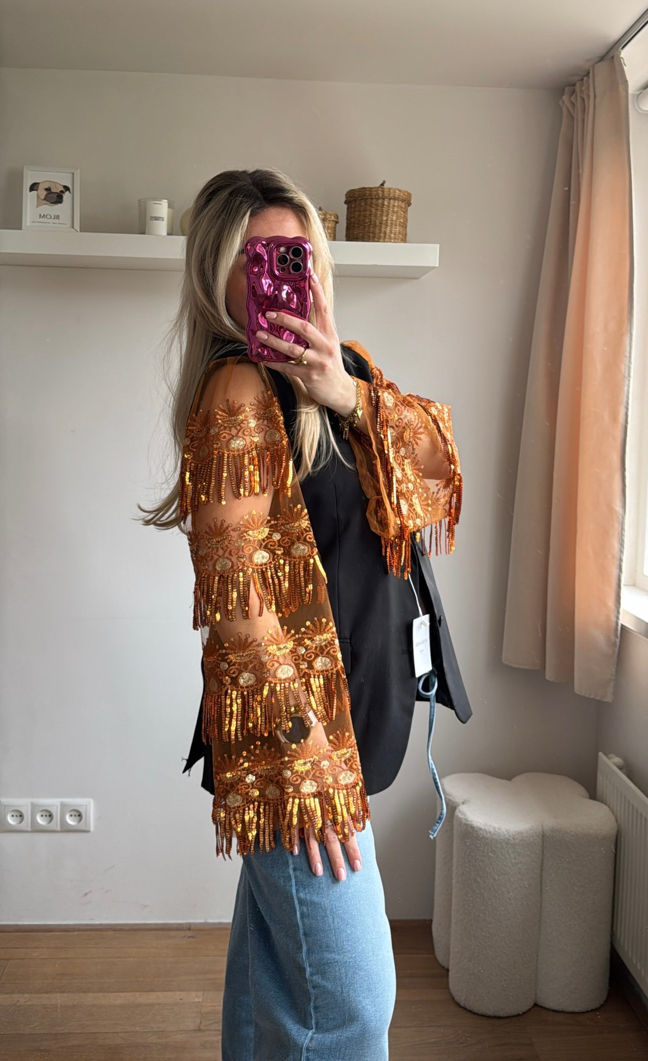 Bronze sparkle blazer - maat S