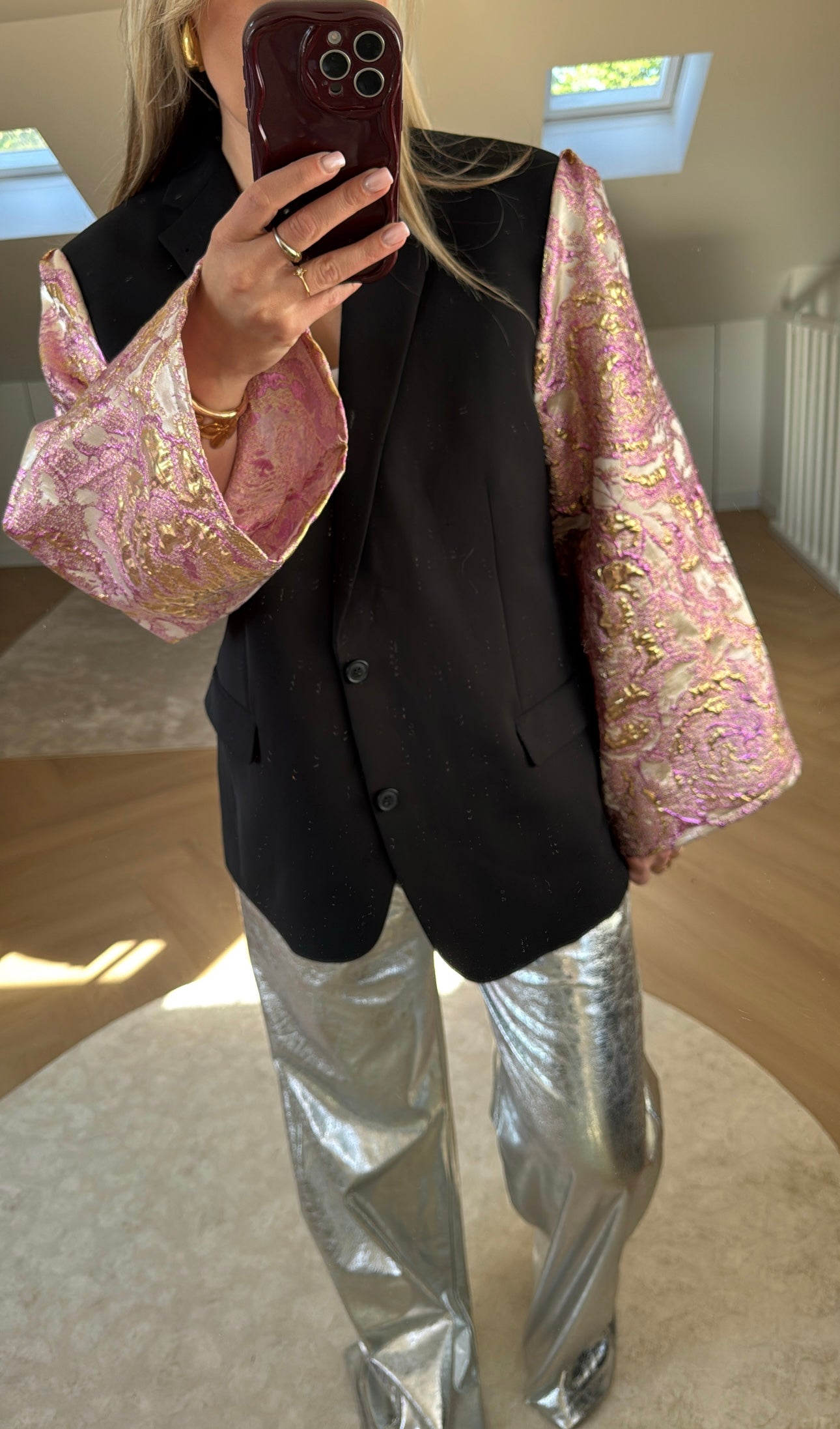 Vintage blazer met handgemaakte mouwen 