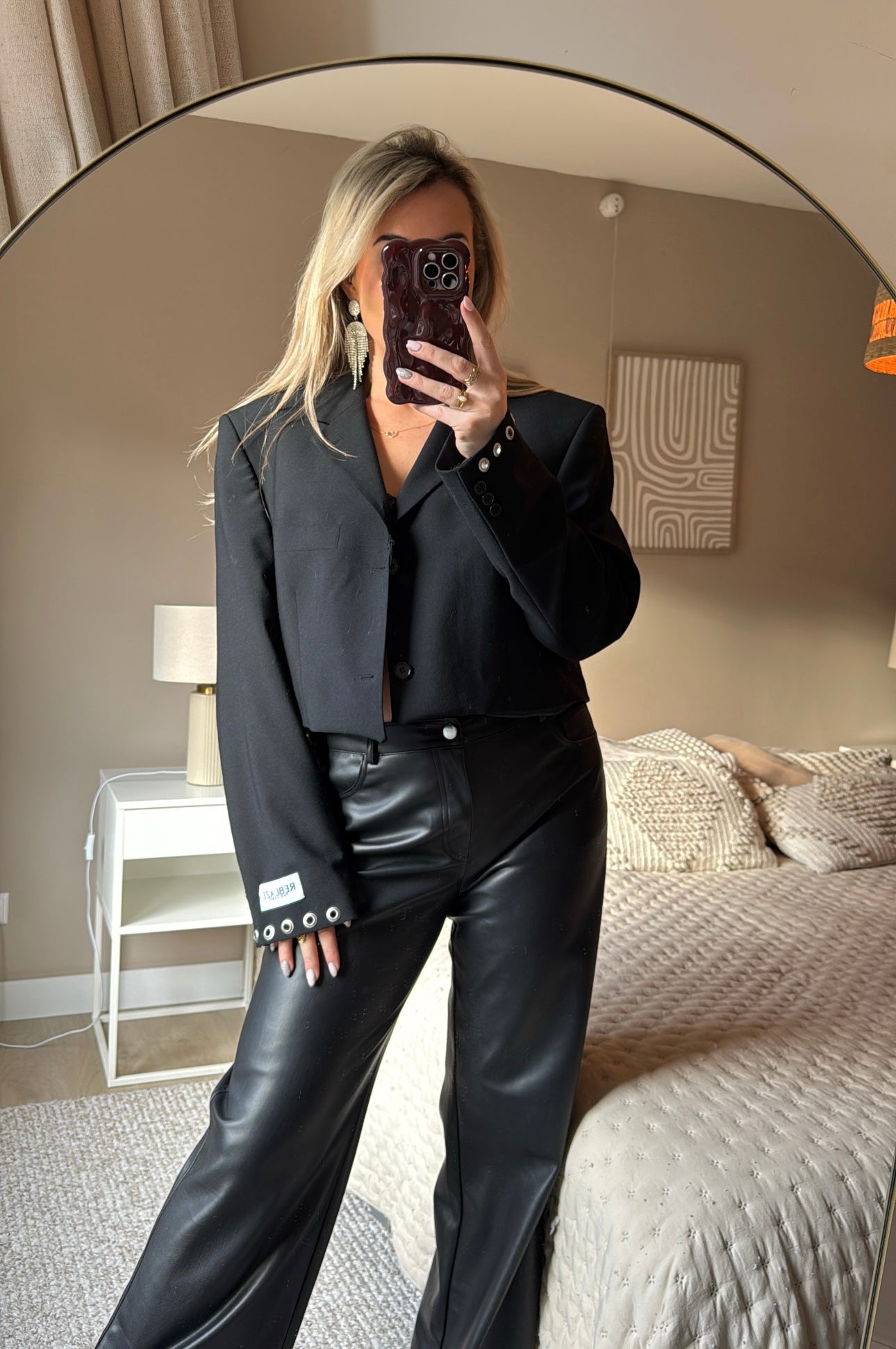 Cropped blazer black - Reworked eyelets