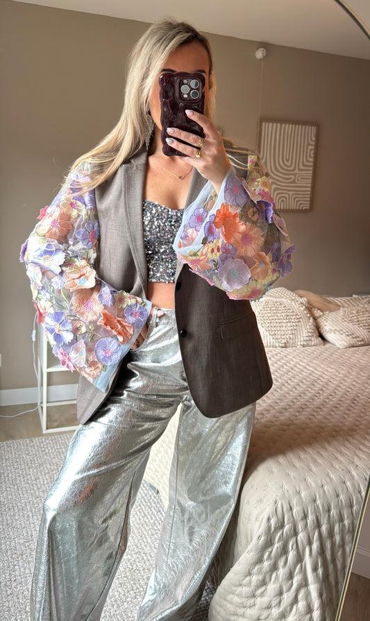 Light flower blazer - Taupe