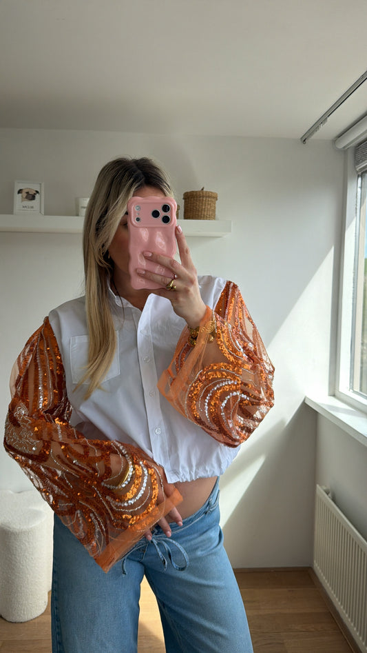 Witte Cropped blouse 🧡