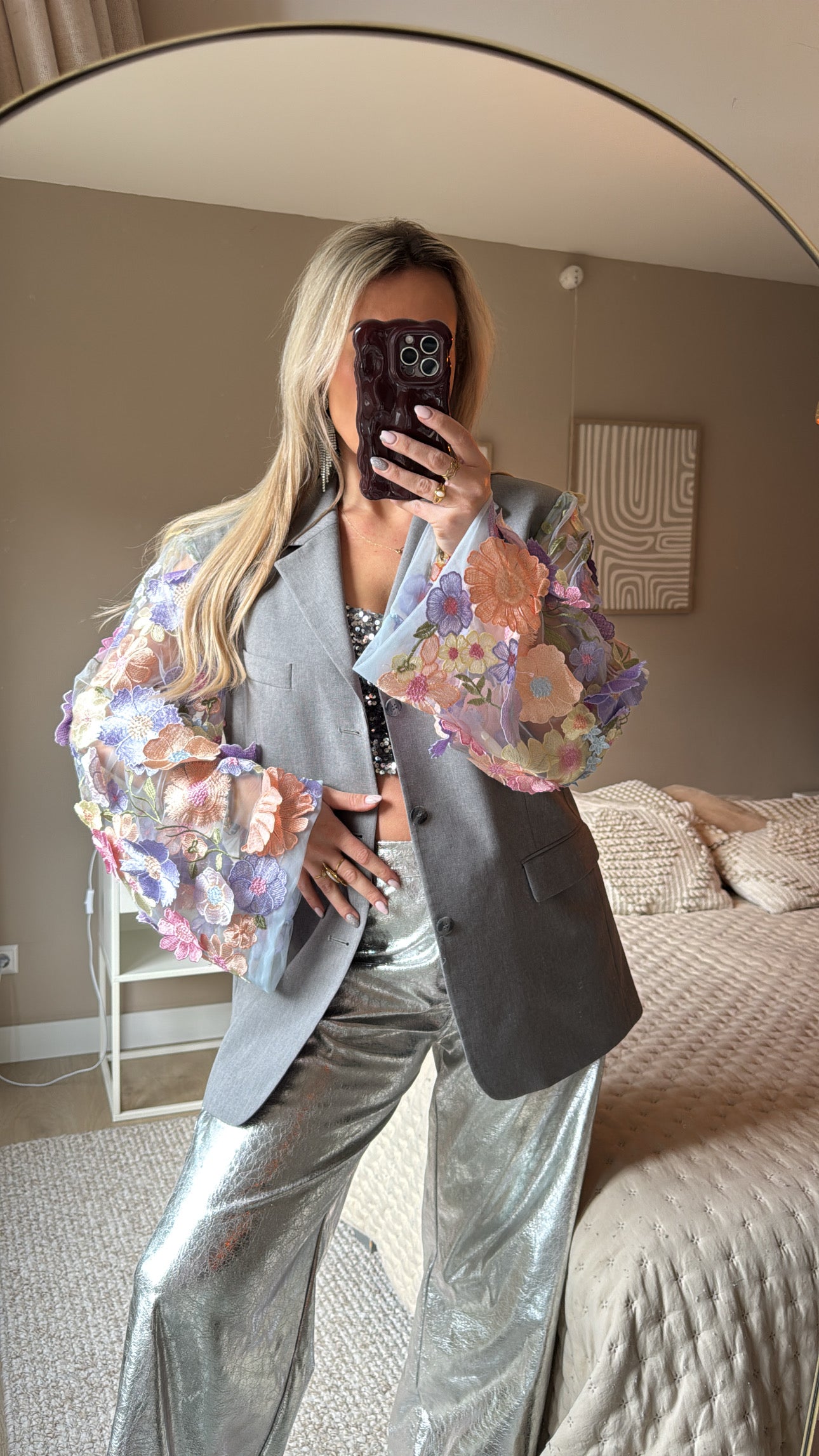 Light flower blazer - Grey