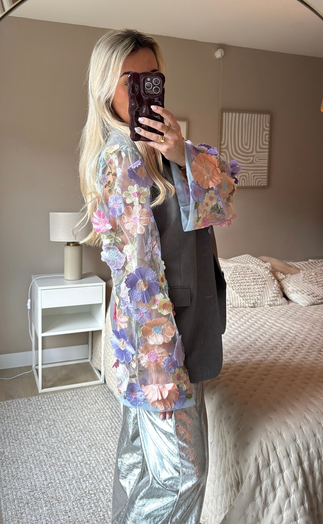 Light flower blazer - Grey