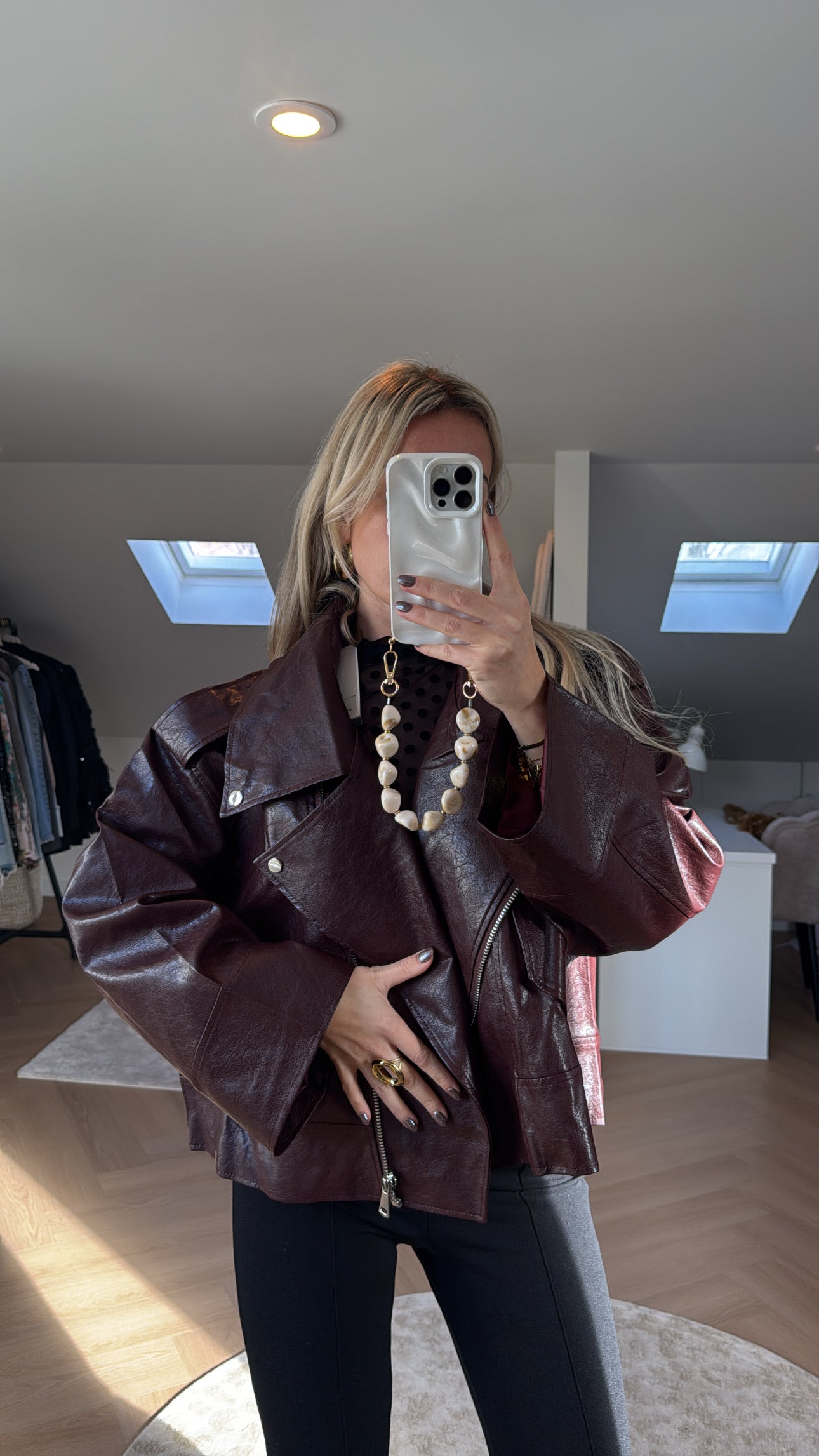 Bordeaux leather look jacket